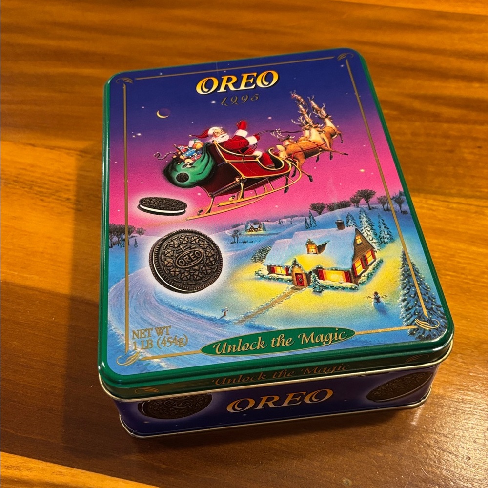 Empty Vintage Collectible Oreo Cookie Tin 1995 “Unlock the Magic”